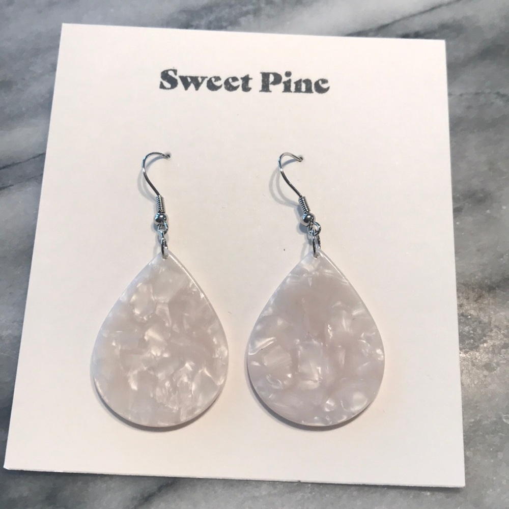 White acrylic drop earrings